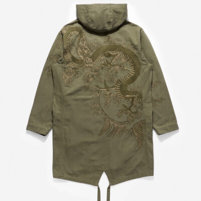 4240 Water Dragon Embroidered Kimono Parka